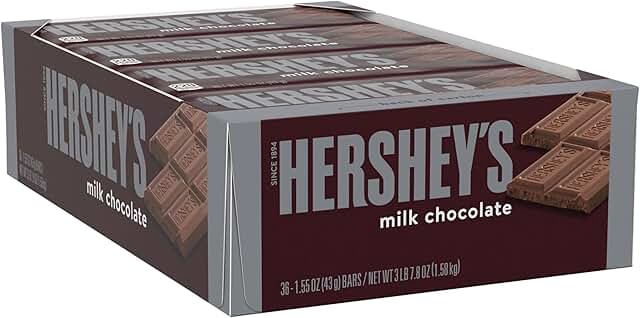 HERSHEY'S Milk Chocolate Candy Bars, 1.55 oz (36 Count)