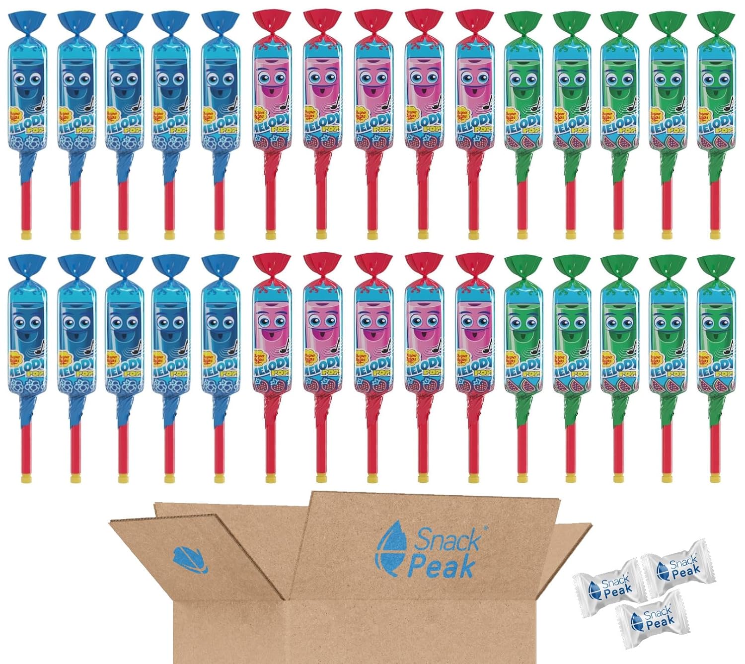 Melody Pops Snack Peak Variety Gift Box – Strawberry, Blue Raspberry and Watermelon