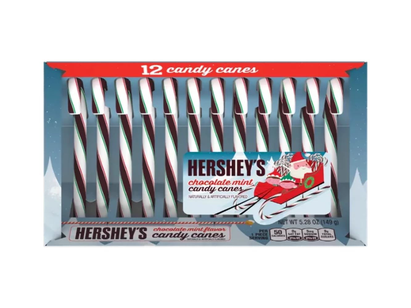 Hershey's Candy Canes - Chocolate Mint - 12 Count