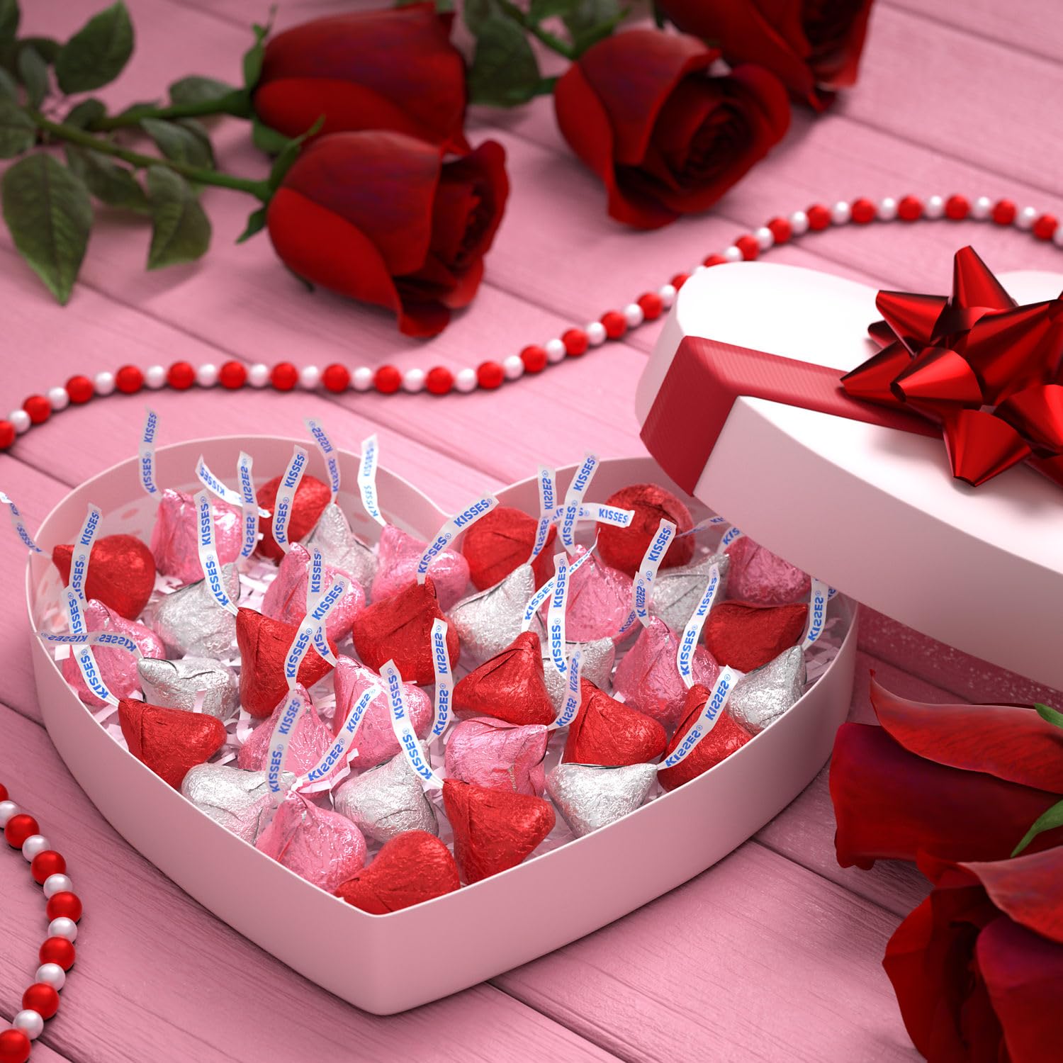 HERSHEY'S Kisses Milk Chocolate Candy Heart Box